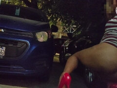 Sissy Outdoors Anal Dildo Masturbation (you Can Hear People Talking and See Cars Passing by)