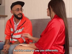 Delivery Man Surprised by Horny Housewife EmaRibeiro - Free Blowjob & Doggy Sex