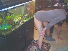 Hot Wife Dildo Fucking While Two Friends Cum on Her Dildo