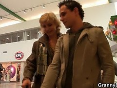 Old bitch jumps on young cock