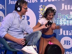 Naty Delgado rides monster sex toys and experiences a surprise squirting on Juan Bustos Podcast