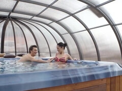 Sexy Russian brunette Angie Moon fucks her sugar daddy