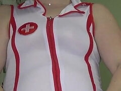 아마추어, 흑갈색 머리, 글로브, 밀프, 간호사, 셀카, 세르비아인, 혼자