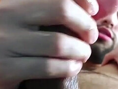 Jerking off my big uncut cock with lube