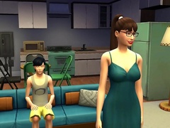 Shy Skinny Stepmom First Time Fucking Step-Son's Big Dick