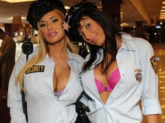 Adorable hotties Lezley Zen and Shyla Stylez fuck with a shared lover