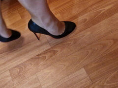 Walking Practice Before Cum in My New Black Pumps