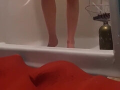 보지, 빨간 머리, 샤워, 혼자, 청소년, 젖가슴