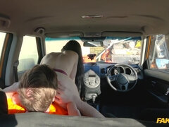 Alessa Savage sucks and rides cock in the car