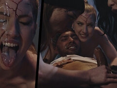 Peitos grandes, Bondagebeldade, Jato de porra, Dominação, Sexo grupal a quatro, Lésbica, Duro, Sexo grupal a três