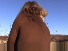 Blonde Czech amateur bangs outdoor