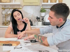 항문, 큰 엉덩이, 큰 음경, 큰 가슴, 흑갈색 머리, 도기스타일, 빼빼한, 청소년