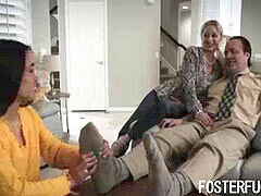 petite asian Foster sisters Aria Skye and Misha Mynx molded to please - with a variety of horny step-parents