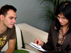 Office femdoms trick guy and him