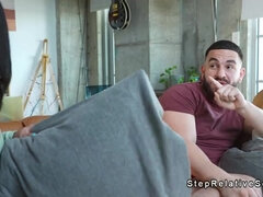 Stepbrother fucks tanned busty stepsister