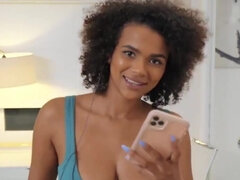 Mulatto gets fucked by the jerking off stepbrother