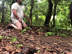 Captive mature blowjob in the woods