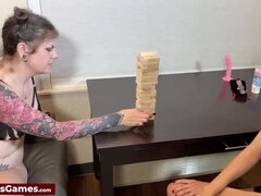 Skinny Lesbian Teens Play Strip Jenga Game - Daphne Brooks