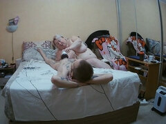 Stepmom Massages Cock and Balls, Then Sucks Cock and Gets a Mouthful of Hot Cum