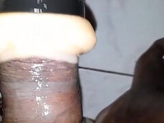 Leie, Schwarz, Spermaladung, Fetisch, Handjob, Selbstgemacht, Masturbation, Solo