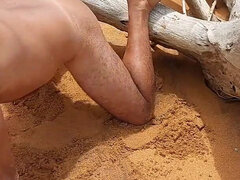 Enthousiasteling, Anaal, Strand, Grote kont, Openbaar, Alleen