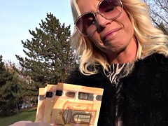 Busty MILF4cash in stockings gets fucked in POV after casting