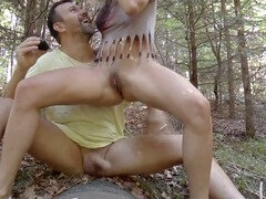 Jasmine Rouge indulges in her wild pee fantasies in the woods