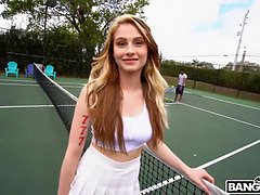 Kimberly Snow gets her shaved pussy pounded and takes a facial cumshot