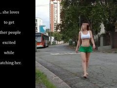 Exhibitionist HotWife with nano skirt and top on street
