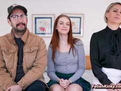 Gardener fucks redhead teen with her stepmom