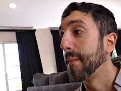 Cuckold eat cum from 2 bbc