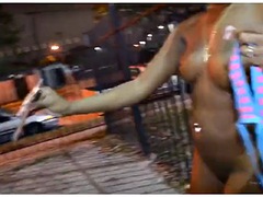 Thick Ghetto Booty freak walking around the neighborhood naked