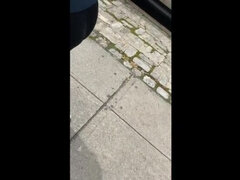 Wife Flashes Pink Thong in See-Through Spandex - Public Tease!