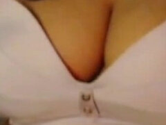 Sexy Girl Gage in Mouth Boobs Press Nipple Clamp Show.