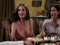 StepMom and StepAunt Battle for Cock Throne - Big Tits Family Fuck