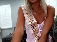 Fresh high school senior celebrates her birthday with a huge facial!