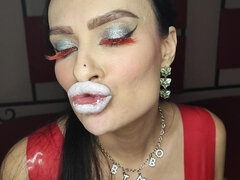 White Lipstick French Kisses From Perfect Latex Bimbo