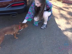 Enthousiasteling, Badpak, Vriendin, Kut duiken, Geschoren, Mager, Plagen, Tieten likken