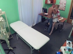 Stud cums all over nurses stomach