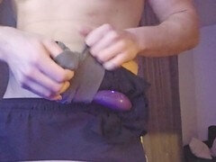 Getting off with a DIY fleshlight made from sponges and my girlfriend's hitachi vibes