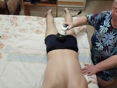 My mother-in-law gave me a nice rubdown and then stroked me to orgasm