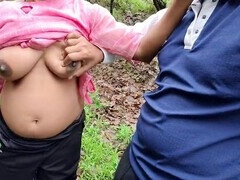 Village bhabhi Permi_Pooja takes a shower in the forest while I arrive on my bike