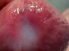 Macro Cum Shot. Ultra Close-up Ejaculation