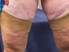 Hot Mature MILF Takes Off Her Bralette & Stockings - Big Natural Tits & Feet Play