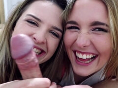 Leie, Blondine, Blasen, Braunhaarige, Hd, Pov, Jungendliche (18+), Flotter dreier