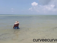 Strand, Grosser arsch, Schwarz, Flashen, Latina, Nackt, Nudist, Pov