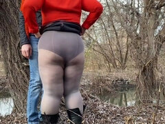 Mother-in-law and Son-in-law Take Turns Peeing