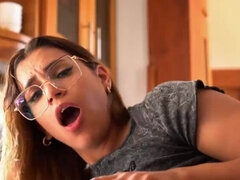 Delivery Man Fucks Me Hard In Front Of My Friends - Amateur Latina Brunette With Perfect Ass Gives Wet Blowjob & Deep Throat To Big Cock
