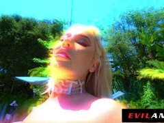 큰 가슴, 금발의, 깊은목구멍, 갈라지는, Hd, 다른 인종간의, 젖꼭지, 쓰리섬