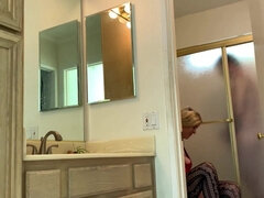 아마추어, 오랄섹스, 사정 샷, 음경, 얼굴에, 밀프, 샤워, 청소년